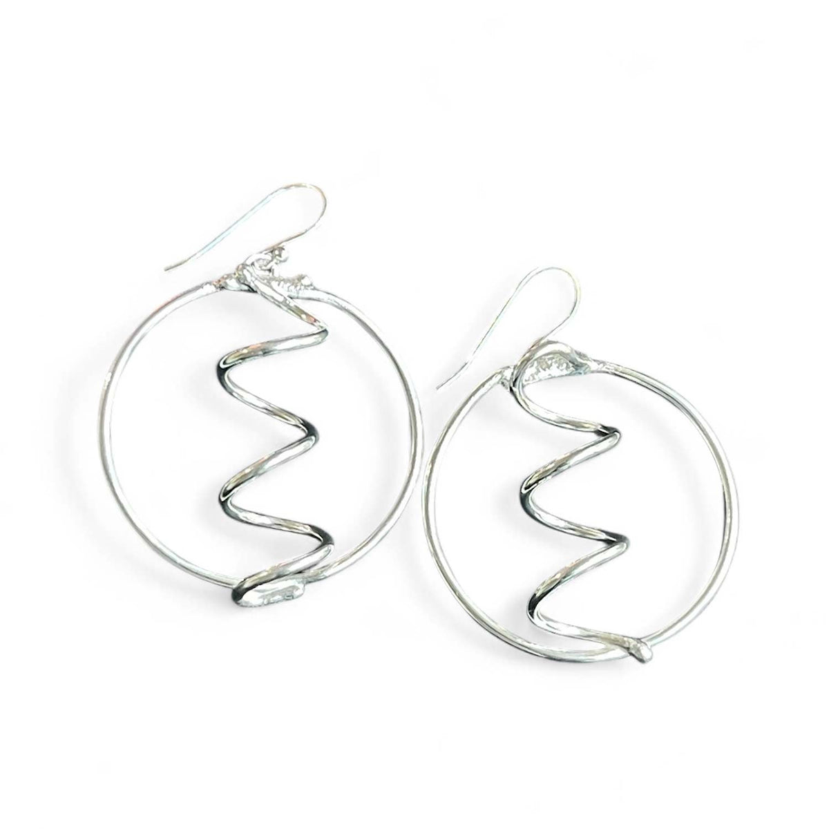 Meander Drop Sterling Silver and Gold-plated Earrings for