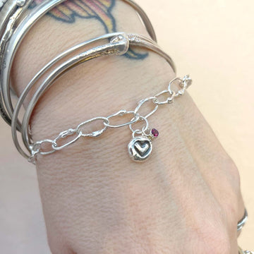 Melty Sterling Chain Heart Bracelet