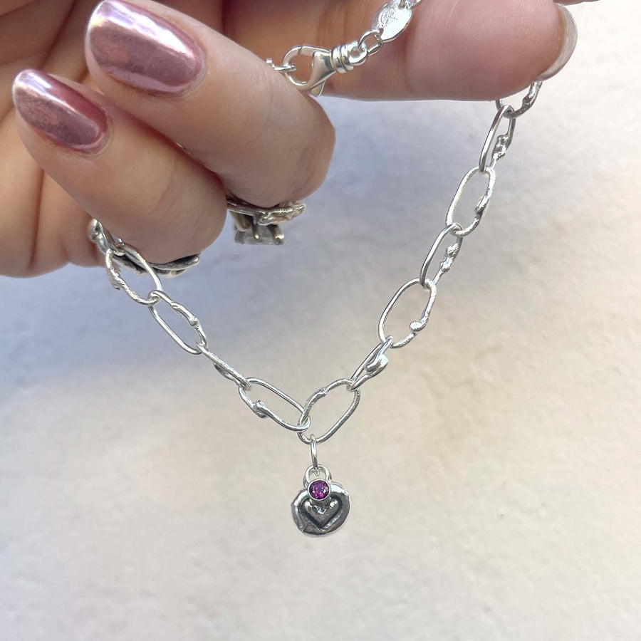 Melty Sterling Chain Heart Bracelet