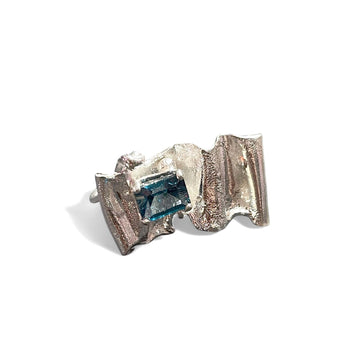 Maru Ribbon Ring - Sterling Silver, London Blue Topaz Ring