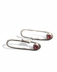 Paperclip Stud Earrings - Natural Rhodolite Garnet