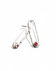 Paperclip Stud Earrings - Natural Rhodolite Garnet