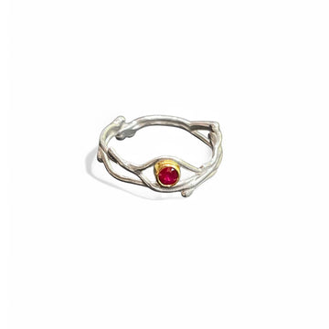 Sculpture Ring Sterling 18k Natural Ruby