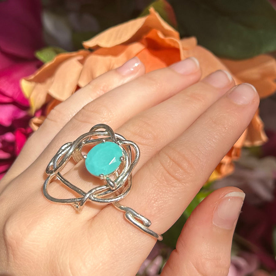 Sculpture Ring - Sterling Silver, Turquoise