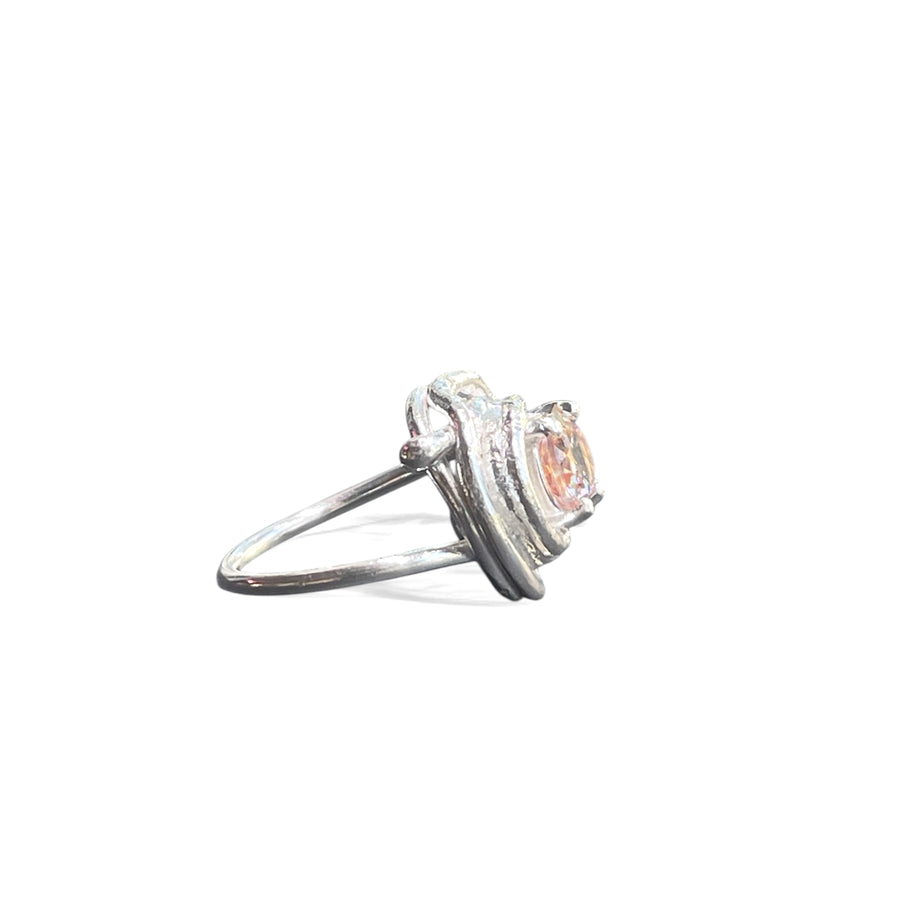 Sterling Sculpture Morganite Ring