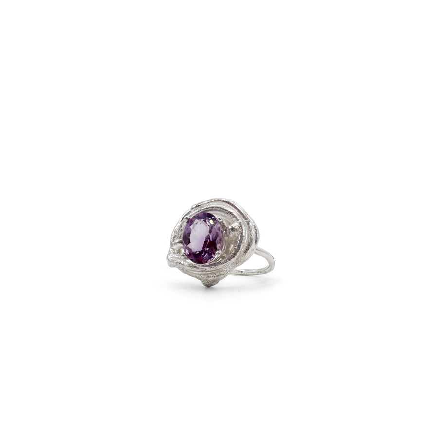 Sculpture Ring - Sterling Silver, Amethyst