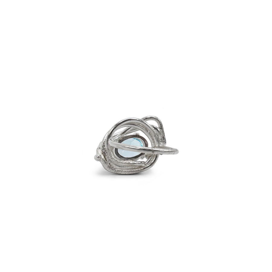 Sculpture Ring - Sterling Silver, Blue Topaz