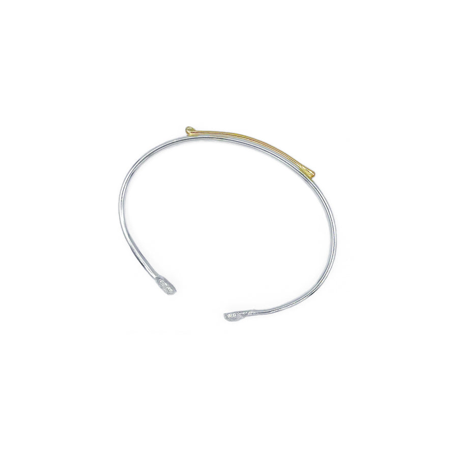 14k Yellow Gold and Sterling Silver Bangle