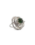 Sculpture Ring - Sterling Silver, Green Moissanite