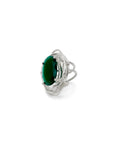 Sculpture Ring - Sterling Silver, Green Onyx