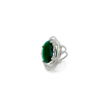 Sculpture Ring - Sterling Silver, Green Onyx