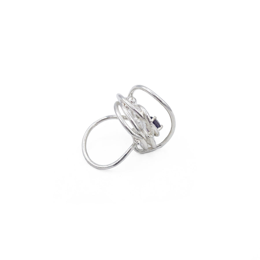 Sterling Silver Iolite Sculpture Ring