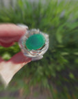 Sculpture Ring - Sterling Silver, Green Onyx