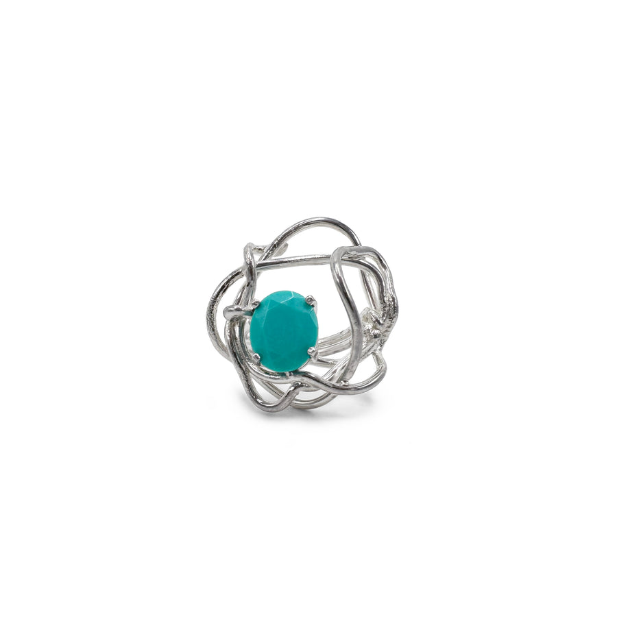 Sculpture Ring - Sterling Silver, Turquoise